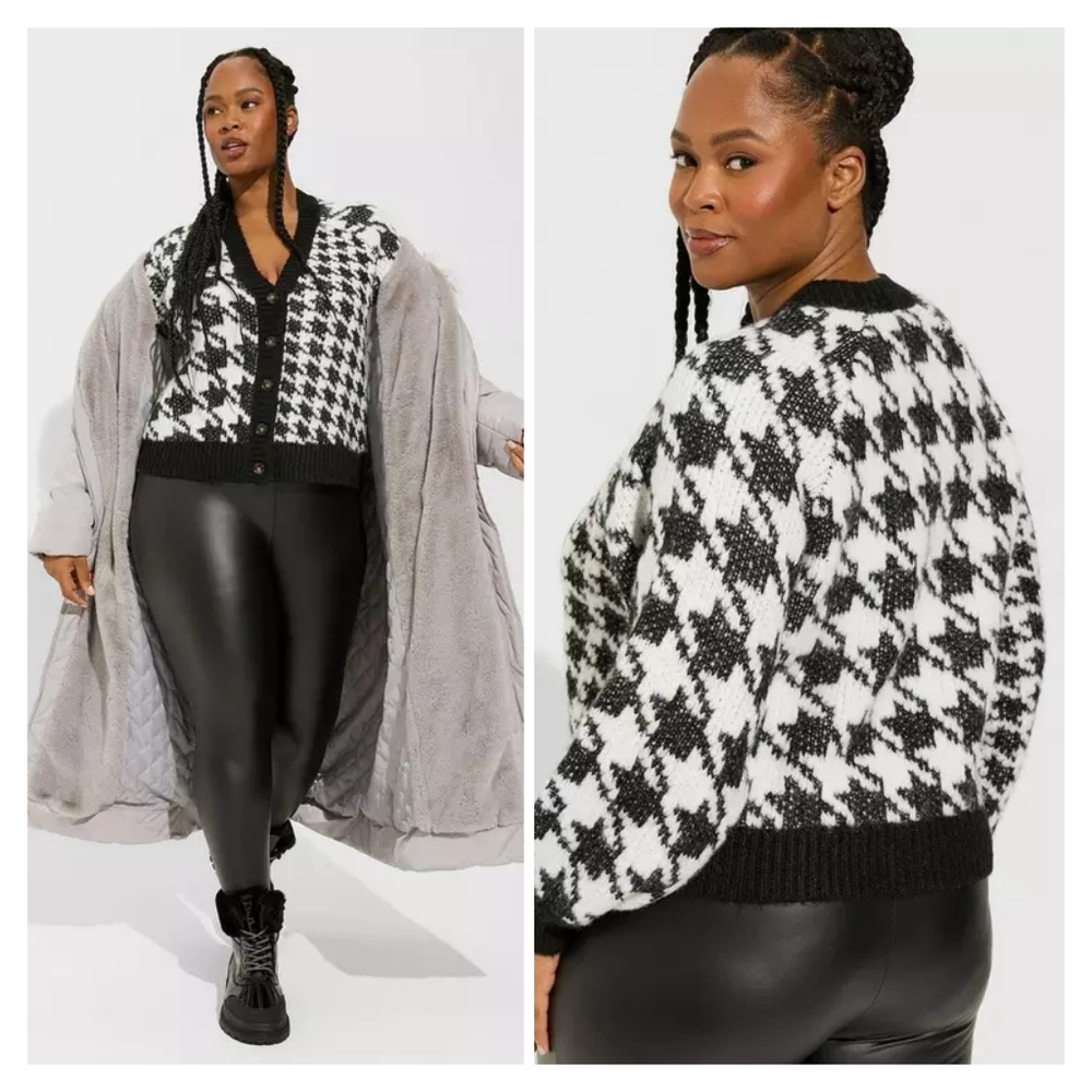 Torrid Knit Houndstooth Cardigan Size 2X